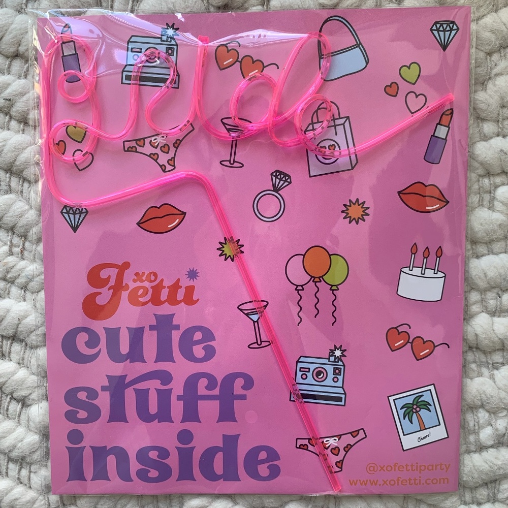 FETTI Pink BRIDE XL Swirly Straw